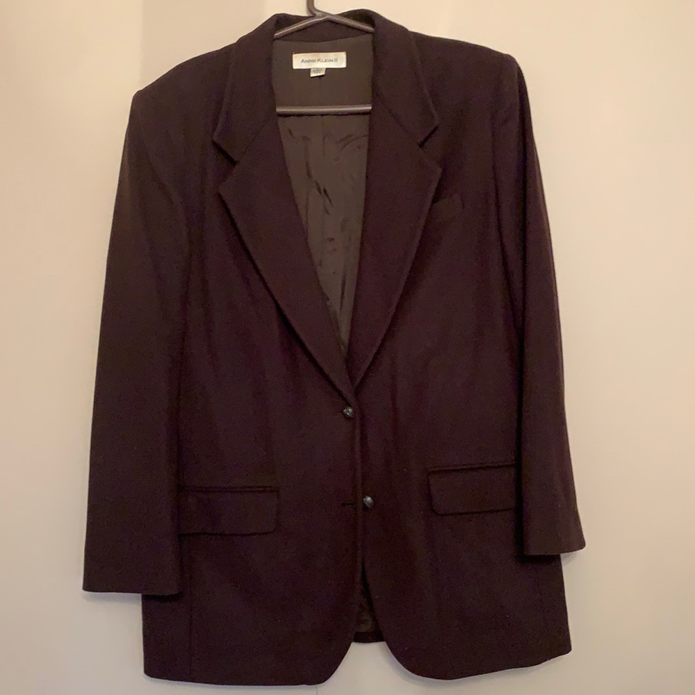Anne Klein wool/cashmere large brown blazer